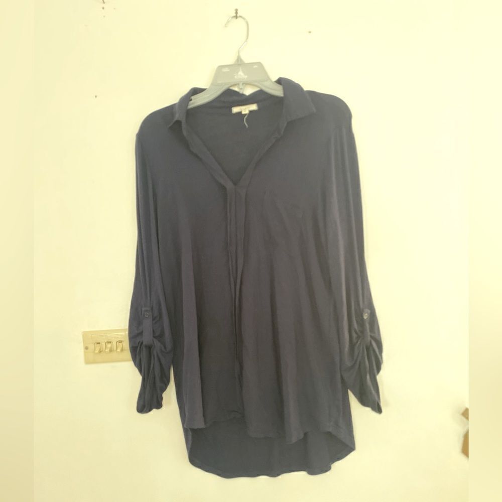 Pleione Navy Blue Long Sleeve Top Medium